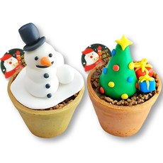 화분도 먹는 크리스마스 눈사람&트리 슈가 컵케이크 만들기 DIY세트, 1개, 400g