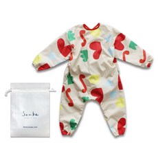 Soabe Fun幼兒全身美術圍裙/優質/棉100%/4色, 01.七彩米色