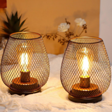 JHY DESIGN 메탈 LED 랜턴 배터리 조명 2종 세트, 17cm