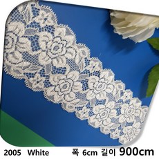 DKLACE-2005 / 자가드 스판 레이스 모음 / (폭 6cm 길이 1yd / 3yd / 5yd / 10yd기준), 10개, White