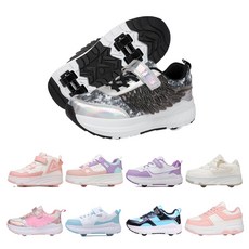 PHTEER 롤러슈즈 패션 바퀴달린 운동화 롤러스케이트 4륜 F07, 블랙, 1개