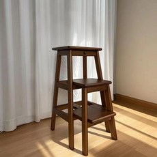 家用梯 折疊梯 人字梯 實木三步梯凳多功能實木折疊梯凳伸縮登高梯凳椅家用三層加厚凳子, 1個, 加高三层梯凳75cm