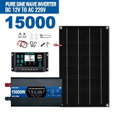 15000W 태양광 시스템 키트 정현파 12V에서 100A 110V 컨트롤러 오프그리드용 220V 인버터 패널 순수 충전기 발전기 600, 220V Solar set