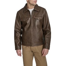 Levi's 남성용 인조 가죽 모던 트러커 재킷 블랙. M 243229