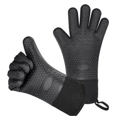 [자유부인990] 열 차단 실리콘 주방오븐장갑 양손1세트, 블랙, 1세트