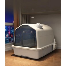 대형 고양이화장실 밀폐식 특대형 탈취 반려묘 오버사이즈 밀폐형 그레이 냄새차단, 52x41x40 헤드 무료 숯가방+삽