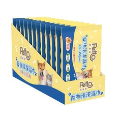 Petto 貝多芬 寵物清潔濕巾 12包, 10片, 1盒