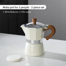 Bincoo Stovetop 에스프레소 메이커 알루미늄 모카 포트 3 컵 가정용 집중 추출용 이탈리아 커피 브루어, 05 White 2pcs