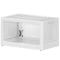 透明門可疊加滾輪收納箱 多層儲物整理箱 客廳臥室玩具衣物收納櫃, 白色 (45cm-單層), 1個