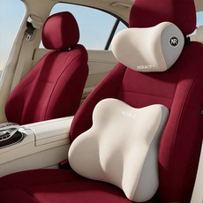 컬러 블록 부드러운 메모리폼 자동차 허리 & 목 받침 세트, 1개, 화이트 & 그레이 컬러 블록 1개, 화이트 & 그레이 컬러 블록