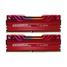 AITC 艾格 KINGSMAN RGB 電競雙通道 DDR4 32GB(16Gx2) 3600MHz UDIMM 記憶體, 紅色+紅色