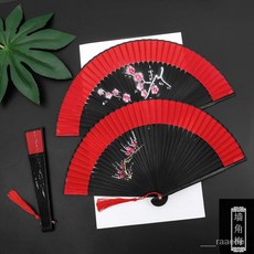 古風舞蹈折疊扇 網紅紅色漢服扇 好開閤順滑中國風小扇子, 排扇-隨機款不指定,收藏店鋪送扇套, 1個