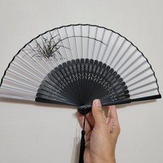 佳樺 素雅真絲折扇 山水墨荷花蘭花 design, 賠本出清↘素心蘭花+扇套, 素心蘭花