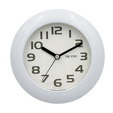 타임스토리 욕실용품 방수시계 방습 흡착식 벽시계 19cm 화이트 PS001