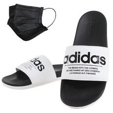 adidas Adilette舒適拖鞋 FX4287+口罩, 255, 白色 - 黑色