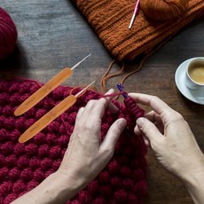 대나무 뜨개질 바늘 탄화 처리된 매끄러운 마감 둥근 끝 미터 표시 가볍고 싱글, 1개