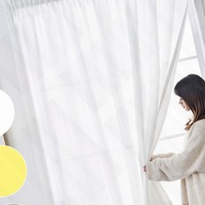 벨크로 부착 주름 커튼 찍찍이 무타공 창문 가리개 화이트