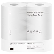 생활공작소 천연펄프 키친타올 롤형, 2롤, 1개