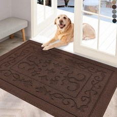 FON 온EYI 실내 도어 매트 50.8cm x 81.3cm(20인치 32인치) 먼지 트래퍼 미끄럼 방지 입구 러그 세탁 가능 흡수성 웰컴 매트 전면 뒷문 및 입구용 로, 커피