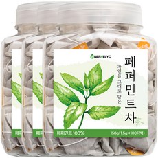 이너블릭 1500만 티백 판매 페퍼민트 티백 페퍼민트 차, 3개, 100개입, 1g