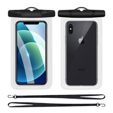 라라공방 스마트폰 에어포켓 원터치 방수팩 2p세트, 블랙