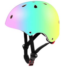 아동용 헬멧 컬러 그라데이션 스케이트보드 만 3-5-8-14세 어린이 여아 남아 청소년 자전거 사이클링 스쿠터 롤러 스케이트 롤러블레이드 스케이팅용139883, 퍼플 블루 옐로우