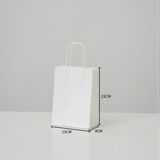 고급 화이트 종이가방 크라프트 튼튼한 쇼핑백 무지 선물 미니 종이쇼핑백 인쇄 제작 어젠다, 50개, 고급 화이트 소 (15x8x21)