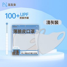 DFMEI 女新款高品質玻尿酸薄臉皮防曬口罩獨立包裝3D無痕護眼角面罩, 17.5 x 9.5cm, 薄臉皮口罩(淺灰色):如圖