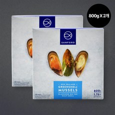 다이아몬드 뉴질랜드 그린홍합 냉동 자숙 반탈각 초록입홍합, 2팩, 800g