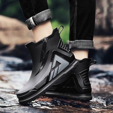 TIMEPURE 방수 남성 장화 트렌디 최신형 외출용 미끄럼방지 신발 배달 라이더/주방 작업용 고무신 낚시 장화