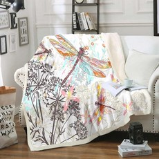 Feelyou 잠자리 플리스 셰르파 담요 부드럽고 아늑하며 푹신한 꽃 퍼지 담요 여성 및 성인용 돌보는 선물 식물성 잡초 플러시 극세사 담요 101.6cm x 127cm(