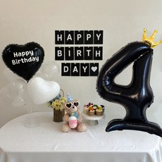 쏙쏙마켓 생일파티용품 숫자 하트 풍선 세트 파티용품, 1세트, 숫자 4