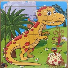 臺灣出貨兒童木質拚圖60/80/200片益智玩具 3-8歲寶寶開髮大腦恐龍圖案, 1個, 16片  【恐龍】 一張