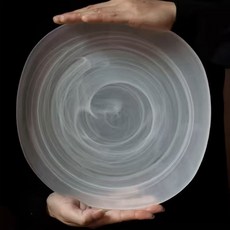 大號磨砂雲霧玻璃盤 不規則造型果盤, 磨砂款白色方形雲霧盤, 1個, 如圖所示