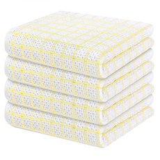 Homaxy 100% 면 행주 8팩-30.5 x 30.5cm(12 x 12인치) 접시 세척을 위한 체크 디자인 와플 직조 접시 걸레 흡수력이 뛰어나고 빠르게 건조되는 행주, 옐로우