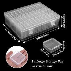 30Pcs 구슬 주최자 상자 공예 보석 작은 항목 저장을위한 힌지 뚜껑이있는 투명 플라스틱