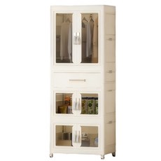 [파격할인]수납하마 접이식 틈새 옷장 대용량 멀티 리빙박스 투명 오픈도어 수납장 정리함, 1세트, 폭 64cm