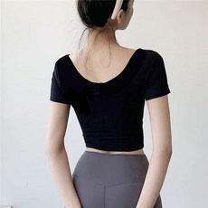 單V領短款運動T恤女