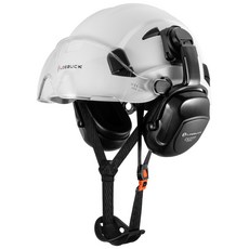 【臺灣 隔日-發貨 可開發票】LOEBUCK洛巴克帶30分貝降噪隔音耳罩 美式 建築 安全帽 工程 施工 透氣 防護帽, 白帽+耳罩+白鏡, 1個