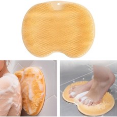 샤워 풋 스크러버 매트 백 워셔 각질 제거 목욕 워시 패드 벽 장착 슬립 흡입 컵 바디 스크러버용 발 순환 개선 및 피로한 진정 오렌지, Yellow