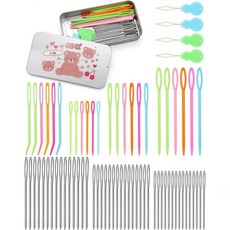 UOOU 68 PCS 큰 눈 실 바늘 세트 실용 8 사이즈 블런트 태피스트리 코바늘용 재봉 뜨개질 및 재봉용 직조, Style 1