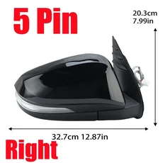 토요타 하이럭스 2015 도어 윙 사이드 미러 자동차 액세서리용 3/5/7핀 리어뷰 어셈블리, 02 Right 5pin Black, 01 China Mainland