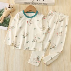 兒童a類萊卡純棉家居服套裝春秋男童女童寶寶秋衣秋褲兩件套睡衣