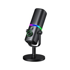 聆翔 USB/XLR雙模 電競遊戲麥克風 支援耳返監控與RGB燈效, 桌上型動圈麥克風,無防噴網