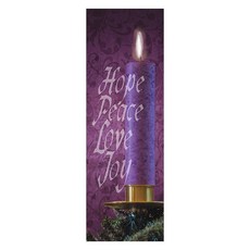Christian Brands 재림절 양초 X-스탠드 교회 배너 5.1 x 1.8m(2 x, 희망 평화와 사랑