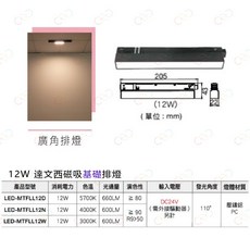 (A Light)附發票 保固二年 舞光 LED 磁吸排燈 12W 24W 達文西磁吸排燈 廣角排燈 投射排燈 軌道燈, 1個, 12W |基礎廣角排燈,5700K | 白光