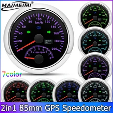 85MM GPS 속도계 0-200KMH 2in1 타코미터 RPM 안테나 포함 7색 백라이트 디지털 LED 게이지