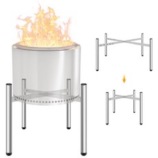 15-27인치 화로대 솔로 스토브 액세서리 아웃도어 접이식 화로대 및 스토브 벽난로용 스테인리스 스틸 꽃 스탠드 캠핑 야외 벽난로용, 1개, SILVER