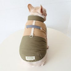 비에스업 강아지패딩 강아지겨울옷 애견 하네스 패딩 애견옷 강아지조끼, 카키, 1개