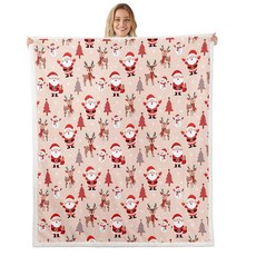 Feelyou Sherpa 진저브레드 맨 후리스 담요 침대 소파 소파용 - 울트라 소프트 눈송이 새해 플러시 크리스마스 테마 퍼지 방 장식 101.6cm x 127